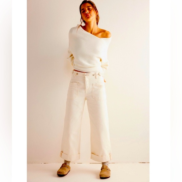 NWT We The Free FP Palmer Cuffed Jeans | Eggshell - Picture 15 of 15